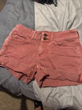SO Rose Pink High-Rise Rolled Hem Jean Shorts